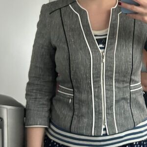 White House | Black Market Linen Cotton Blend Gray Jacket